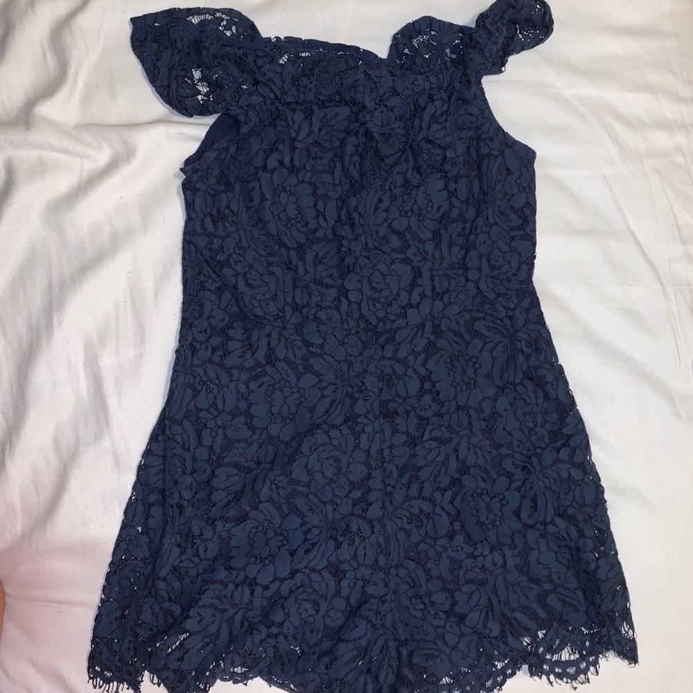 Navy Blue Lace Romper